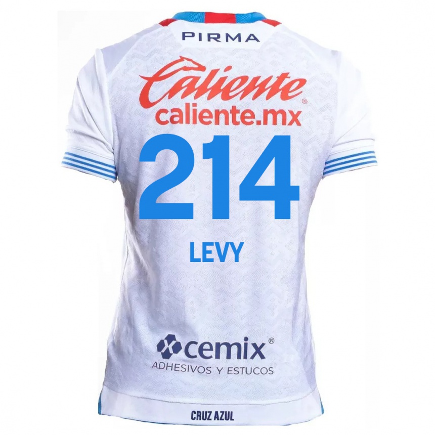 Women Football Mateo Levy #214 White Blue Away Jersey 2024/25 T-Shirt Uk