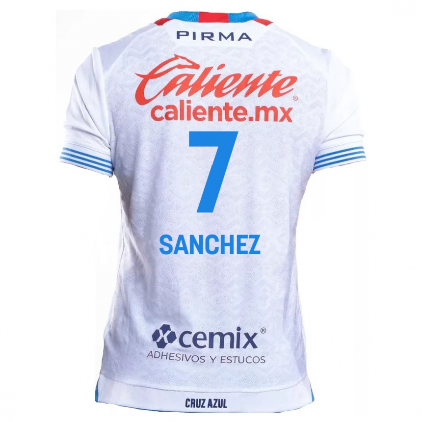 Women Football Andrea Sanchez #7 White Blue Away Jersey 2024/25 T-Shirt Uk