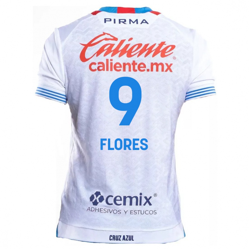 Women Football Daniela Flores #9 White Blue Away Jersey 2024/25 T-Shirt Uk