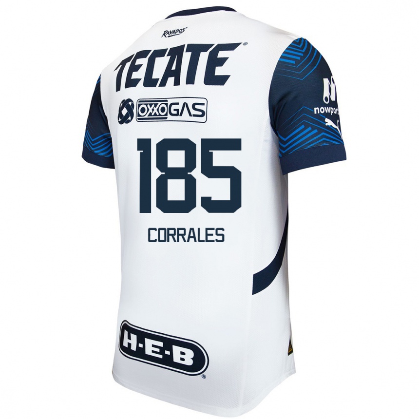 Women Football Ángel Corrales #185 White Blue Away Jersey 2024/25 T-Shirt Uk