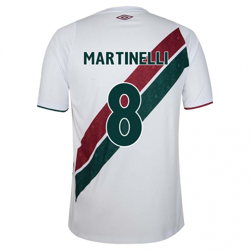 Women Football Martinelli #8 White Green Maroon Away Jersey 2024/25 T-Shirt Uk