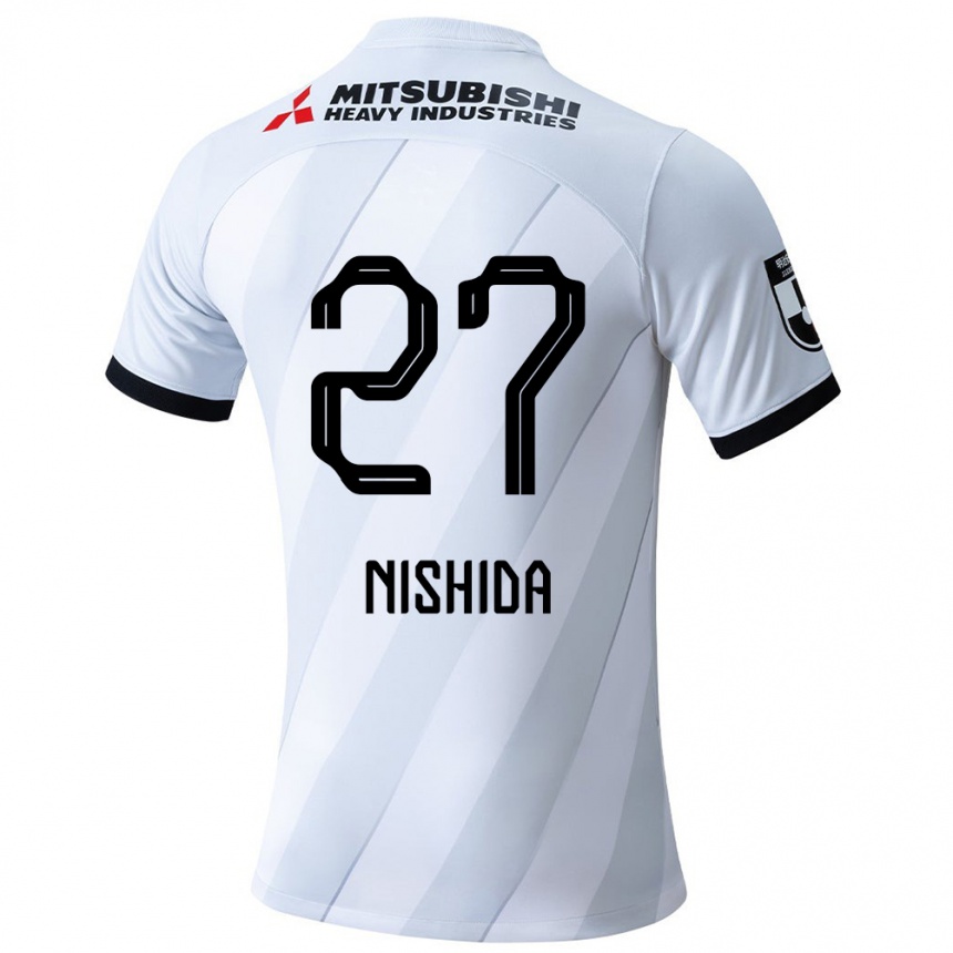 Women Football Haruto Nishida #27 White Grey Away Jersey 2024/25 T-Shirt Uk