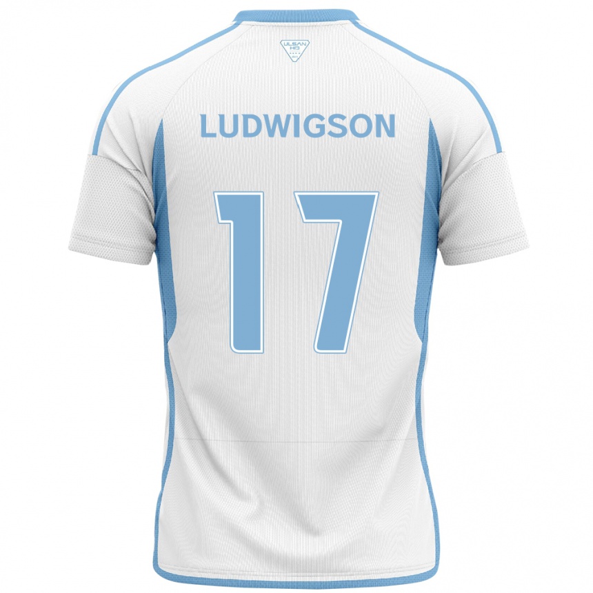 Women Football Gustav Ludwigson #17 White Blue Away Jersey 2024/25 T-Shirt Uk