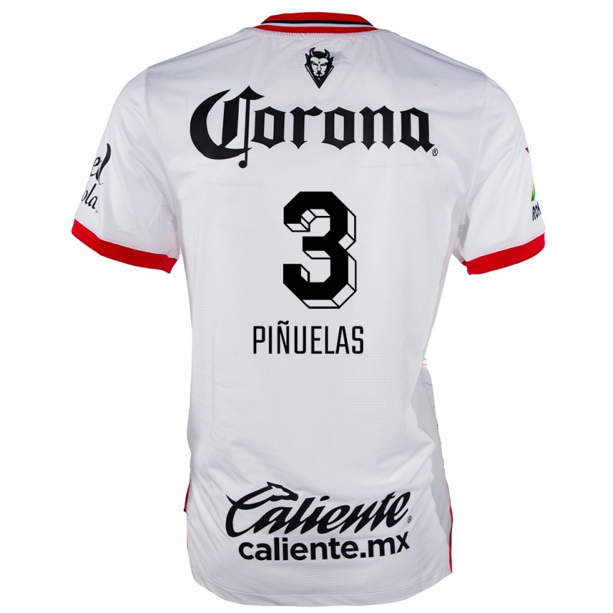 Women Football Fernando Piñuelas #3 White Red Away Jersey 2024/25 T-Shirt Uk