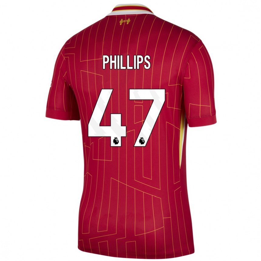 Kids Football Nathaniel Phillips #47 Red Yellow White Home Jersey 2024/25 T-Shirt Uk