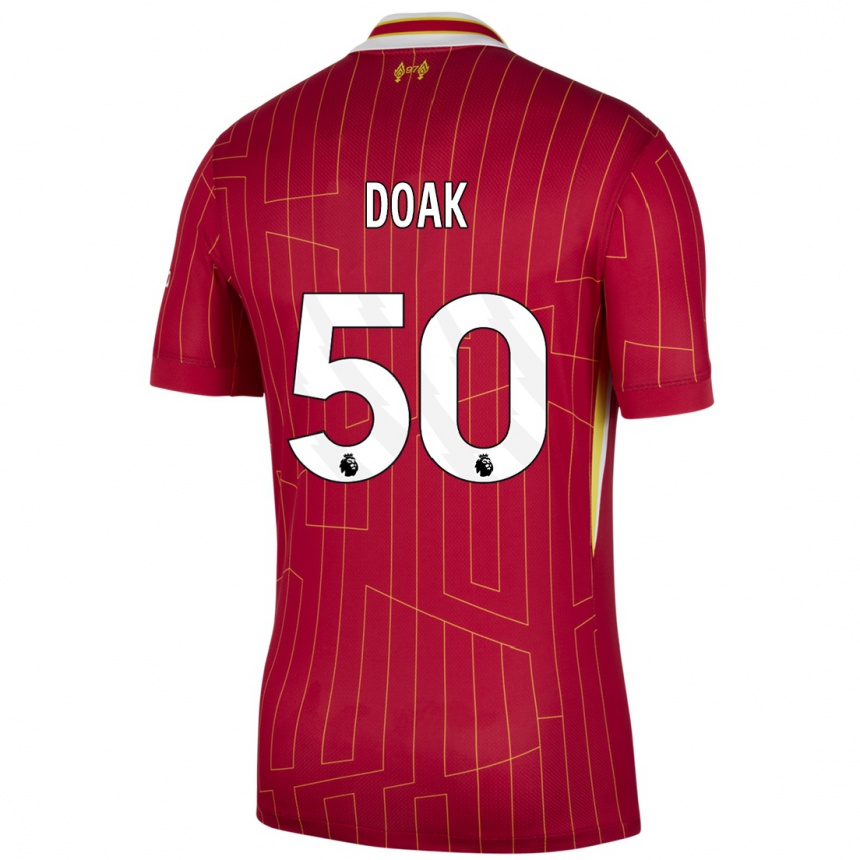 Kids Football Ben Doak #50 Red Yellow White Home Jersey 2024/25 T-Shirt Uk