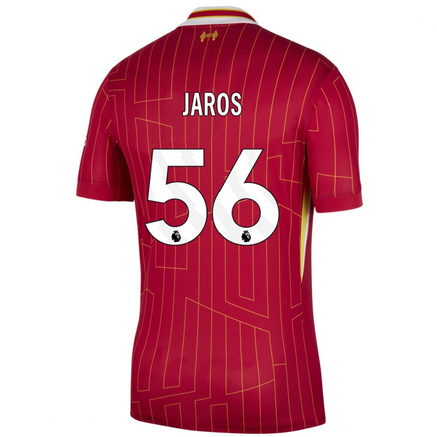 Kids Football Vitezslav Jaros #56 Red Yellow White Home Jersey 2024/25 T-Shirt Uk