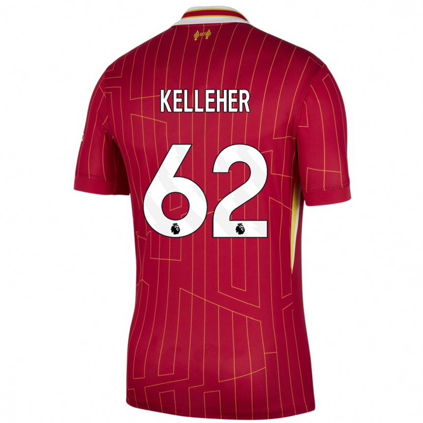 Kids Football Caoimhin Kelleher #62 Red Yellow White Home Jersey 2024/25 T-Shirt Uk