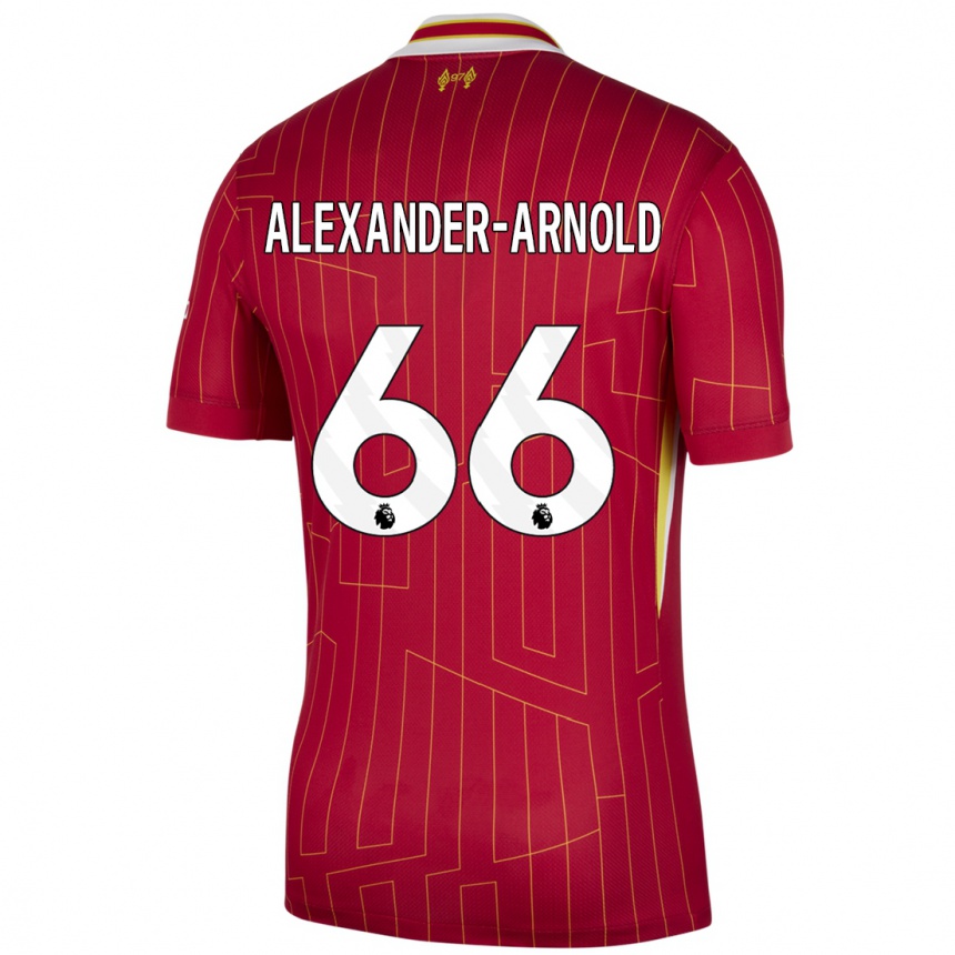 Kids Football Trent Alexander-Arnold #66 Red Yellow White Home Jersey 2024/25 T-Shirt Uk