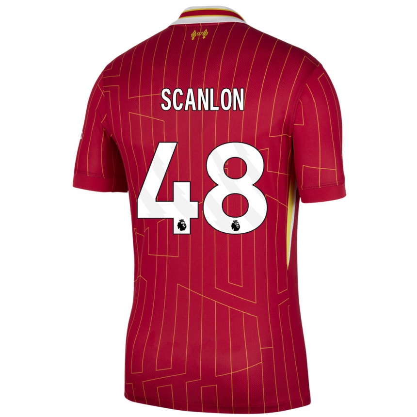 Kids Football Calum Scanlon #48 Red Yellow White Home Jersey 2024/25 T-Shirt Uk