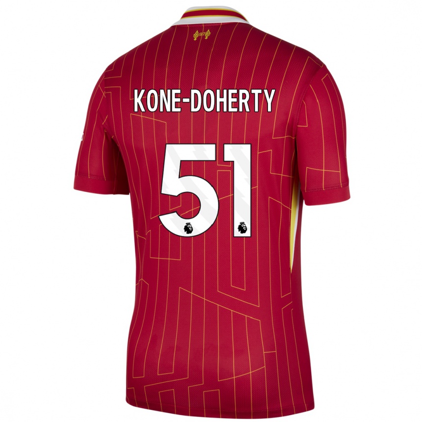 Kids Football Trent Kone-Doherty #51 Red Yellow White Home Jersey 2024/25 T-Shirt Uk