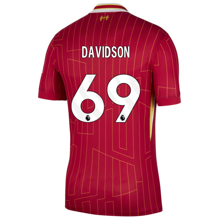 Kids Football Josh Davidson #69 Red Yellow White Home Jersey 2024/25 T-Shirt Uk