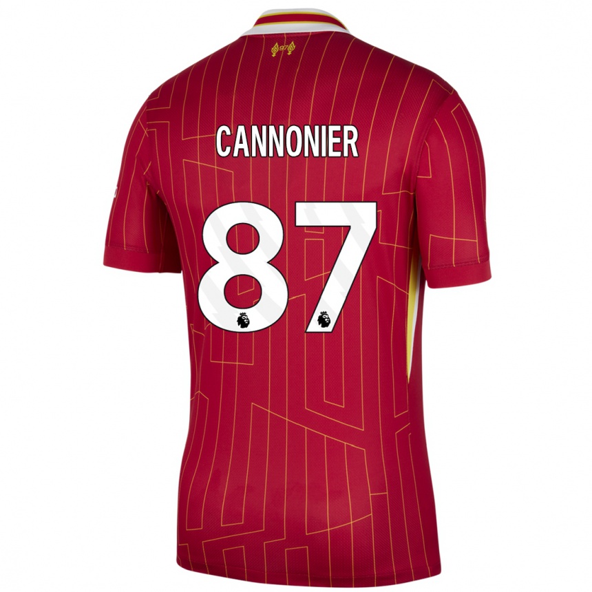 Kids Football Oakley Cannonier #87 Red Yellow White Home Jersey 2024/25 T-Shirt Uk