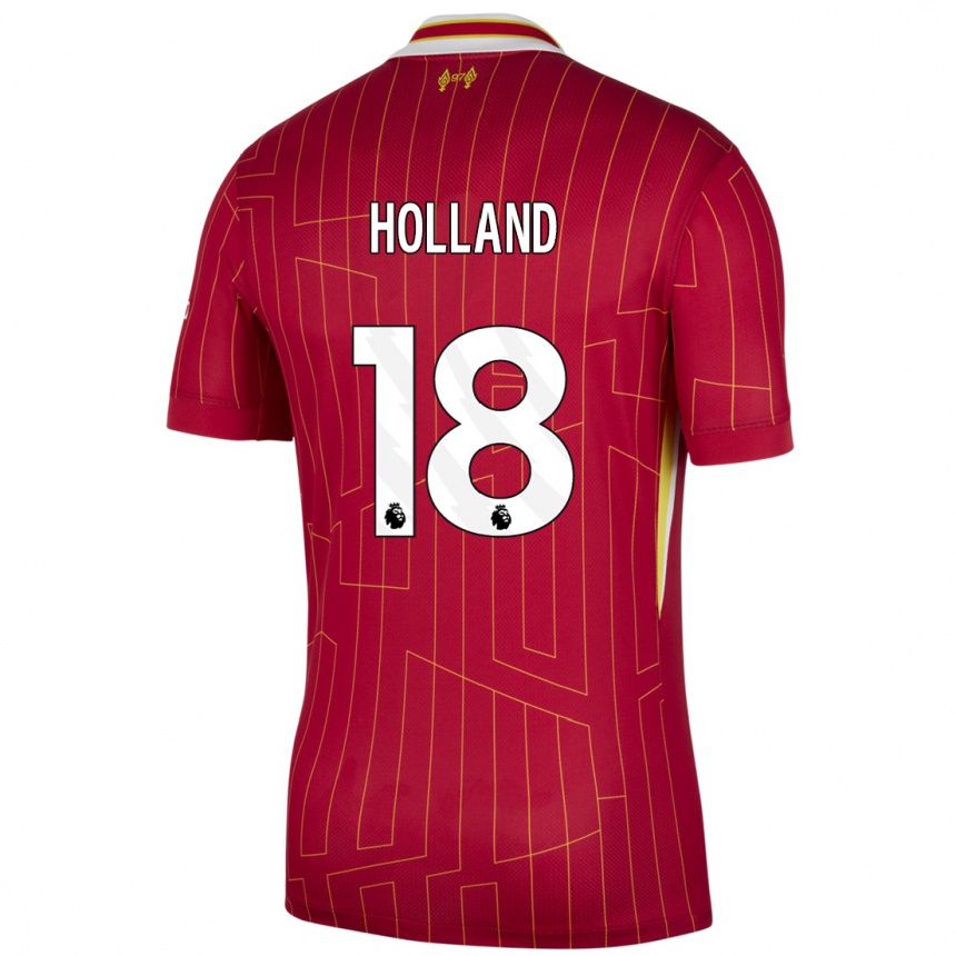 Kids Football Ceri Holland #18 Red Yellow White Home Jersey 2024/25 T-Shirt Uk