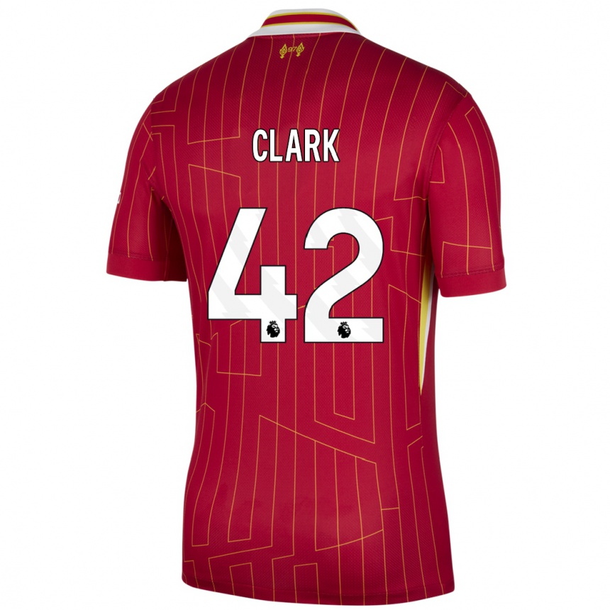 Kids Football Bobby Clark #42 Red Yellow White Home Jersey 2024/25 T-Shirt Uk