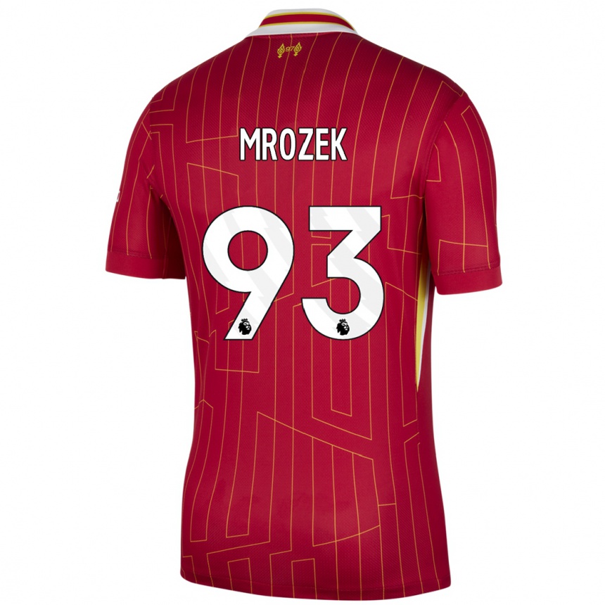 Kids Football Fabian Mrozek #93 Red Yellow White Home Jersey 2024/25 T-Shirt Uk