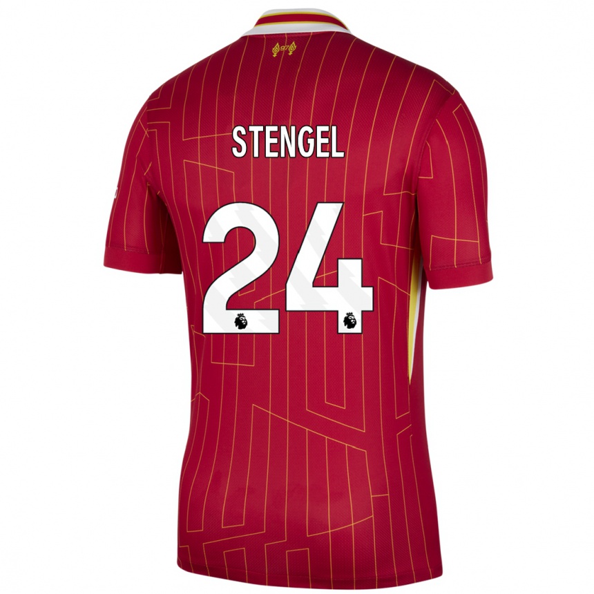 Kids Football Katie Stengel #24 Red Yellow White Home Jersey 2024/25 T-Shirt Uk