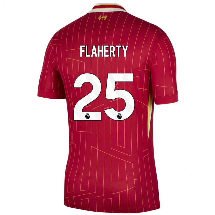 Kids Football Gilly Flaherty #25 Red Yellow White Home Jersey 2024/25 T-Shirt Uk