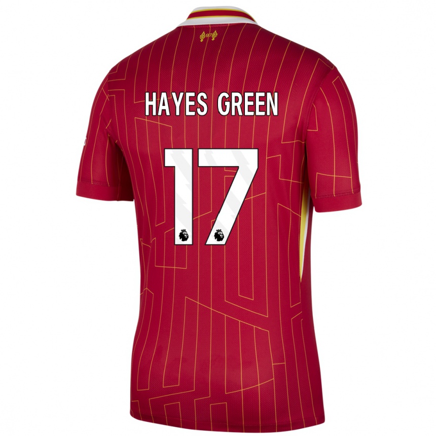 Kids Football Charlie Hayes-Green #17 Red Yellow White Home Jersey 2024/25 T-Shirt Uk