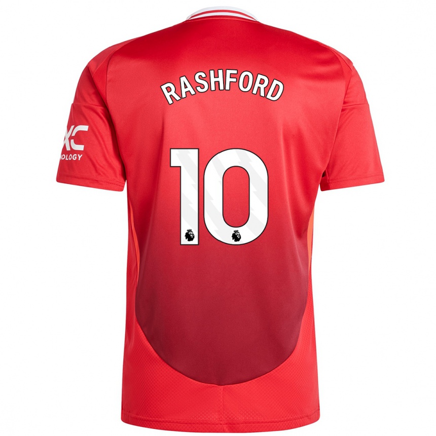 Kids Football Marcus Rashford #10 Bright Red Home Jersey 2024/25 T-Shirt Uk