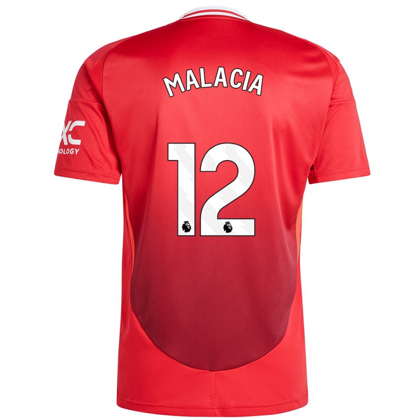 Kids Football Tyrell Malacia #12 Bright Red Home Jersey 2024/25 T-Shirt Uk