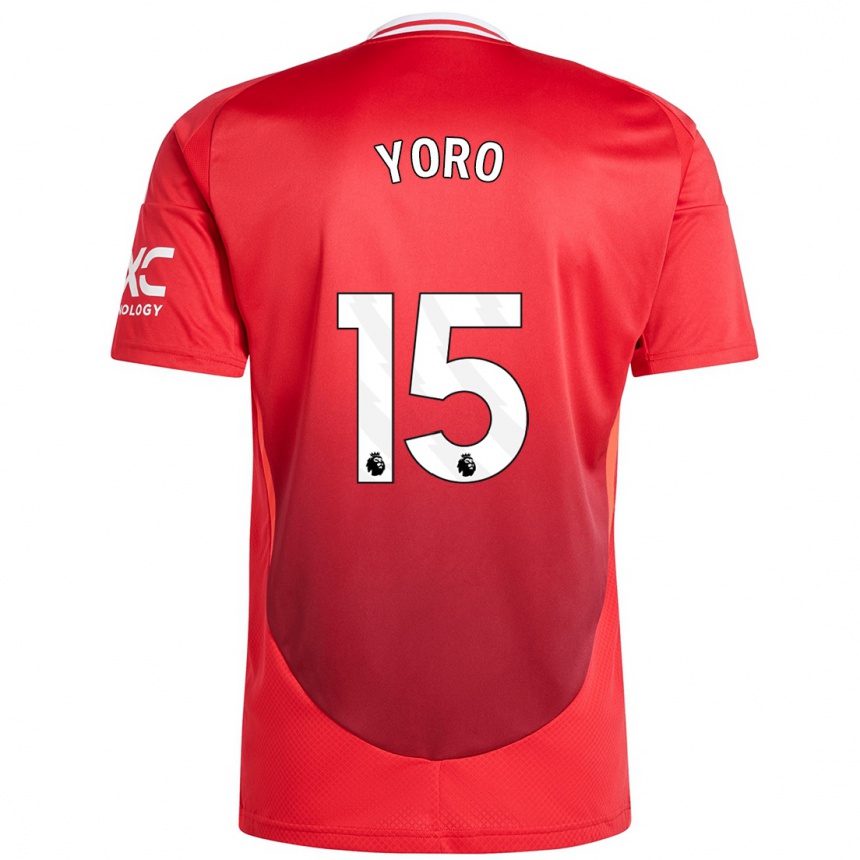 Kids Football Leny Yoro #15 Bright Red Home Jersey 2024/25 T-Shirt Uk