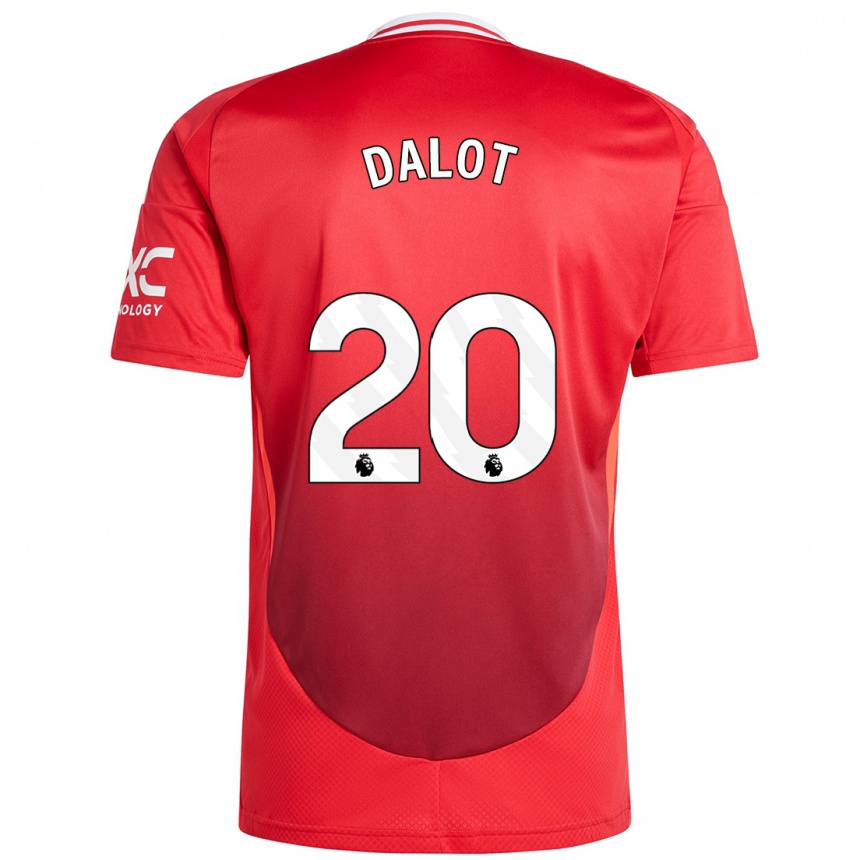 Kids Football Diogo Dalot #20 Bright Red Home Jersey 2024/25 T-Shirt Uk