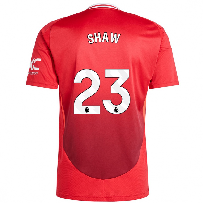 Kids Football Luke Shaw #23 Bright Red Home Jersey 2024/25 T-Shirt Uk