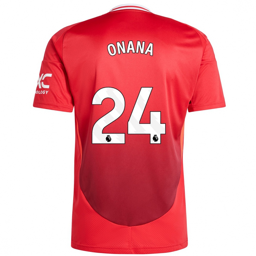 Kids Football Andre Onana #24 Bright Red Home Jersey 2024/25 T-Shirt Uk