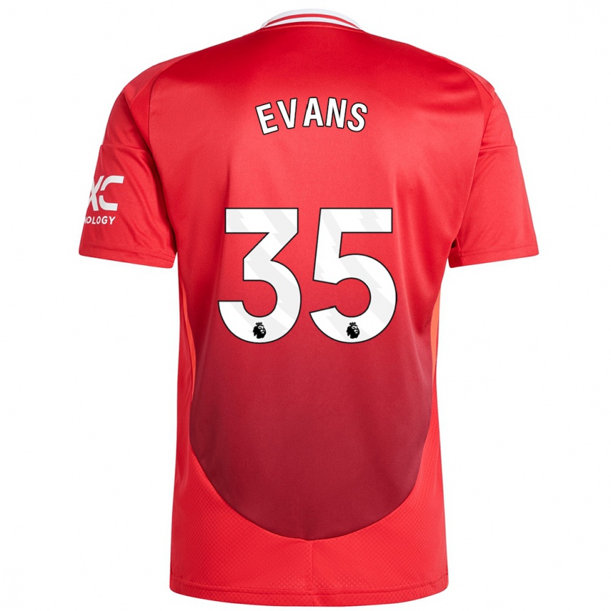 Kids Football Jonny Evans #35 Bright Red Home Jersey 2024/25 T-Shirt Uk