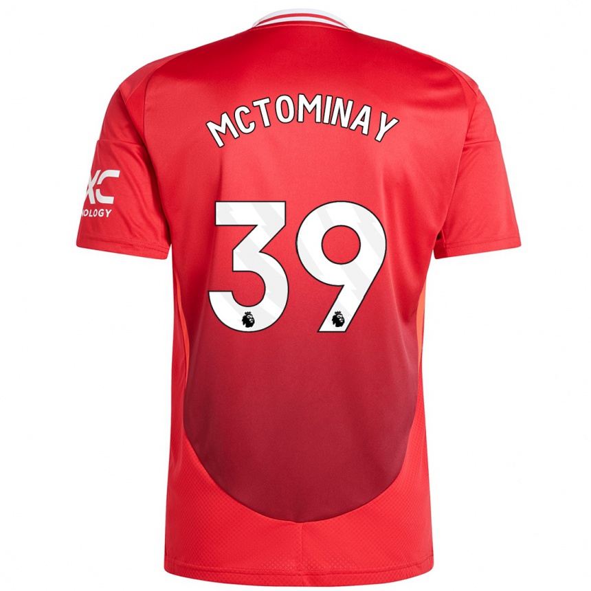 Kids Football Scott Mctominay #39 Bright Red Home Jersey 2024/25 T-Shirt Uk