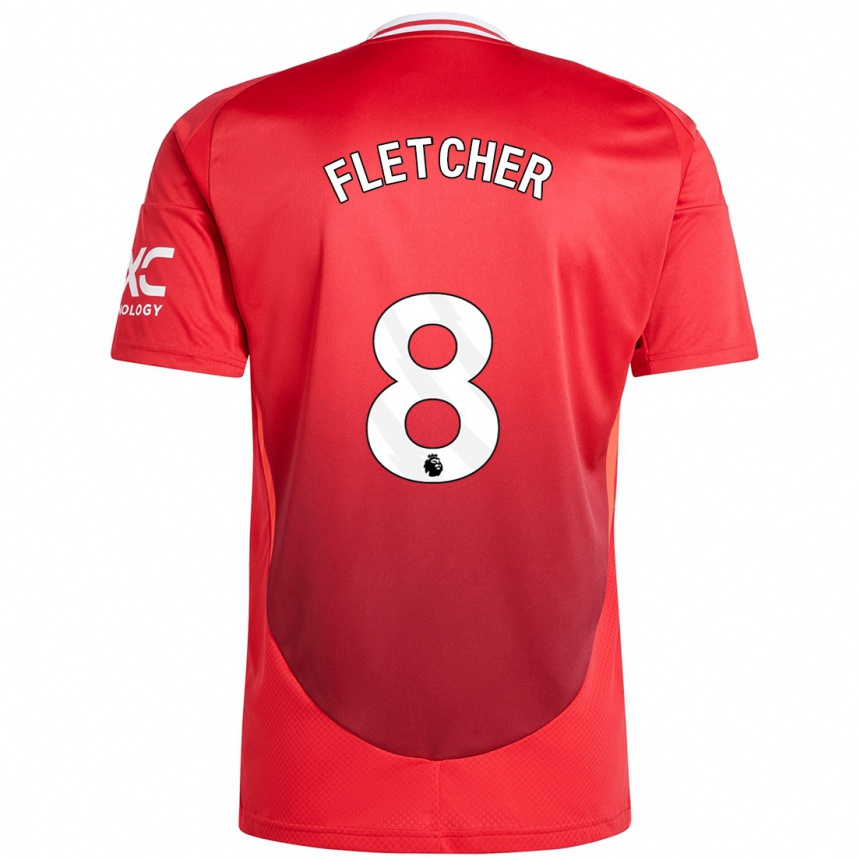 Kids Football Tyler Fletcher #8 Bright Red Home Jersey 2024/25 T-Shirt Uk