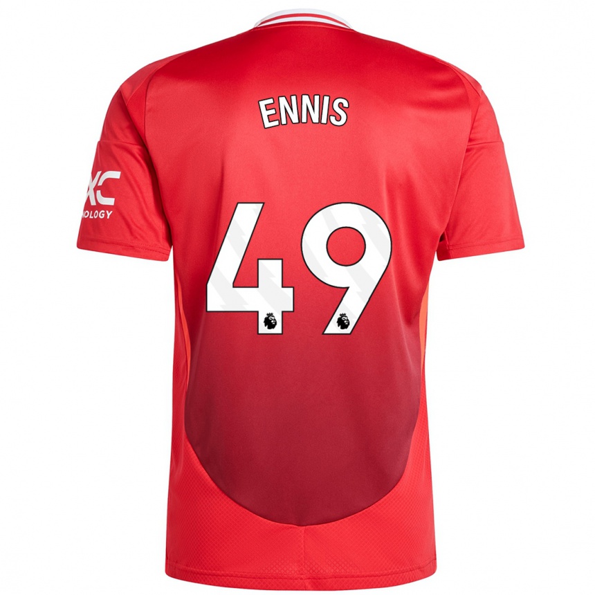 Kids Football Ethan Ennis #49 Bright Red Home Jersey 2024/25 T-Shirt Uk