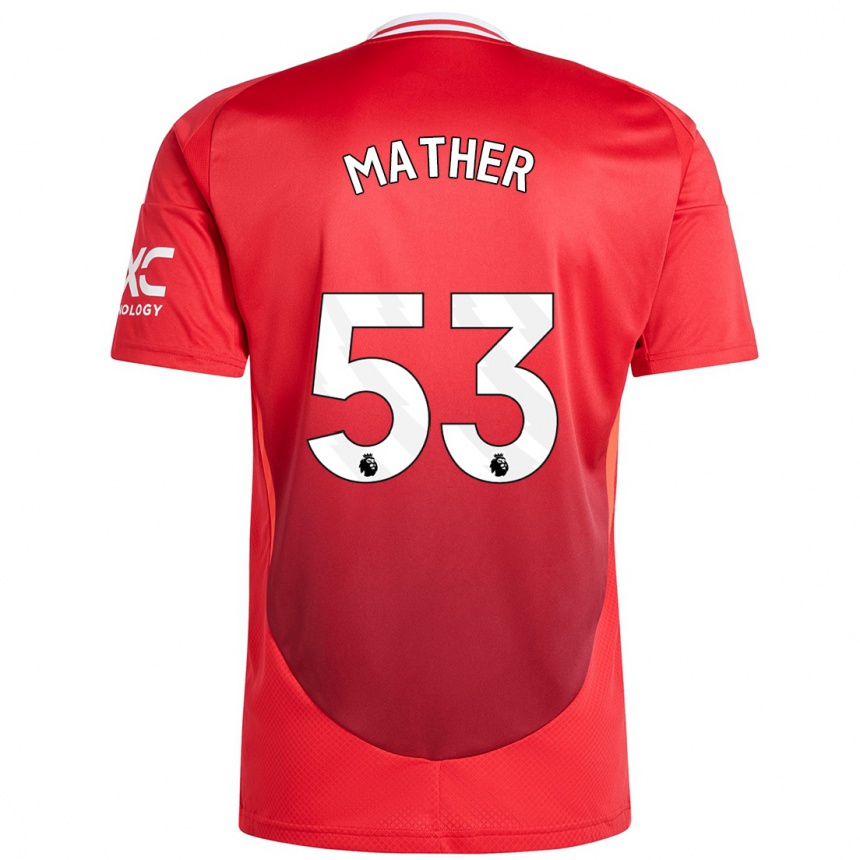 Kids Football Sam Mather #53 Bright Red Home Jersey 2024/25 T-Shirt Uk