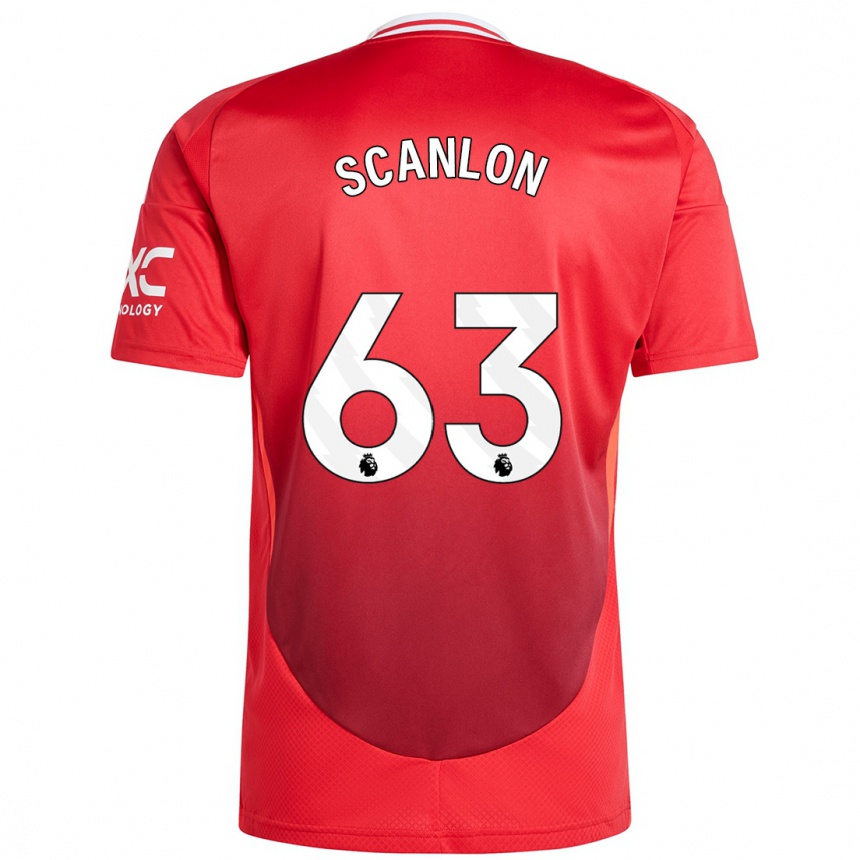 Kids Football James Scanlon #63 Bright Red Home Jersey 2024/25 T-Shirt Uk