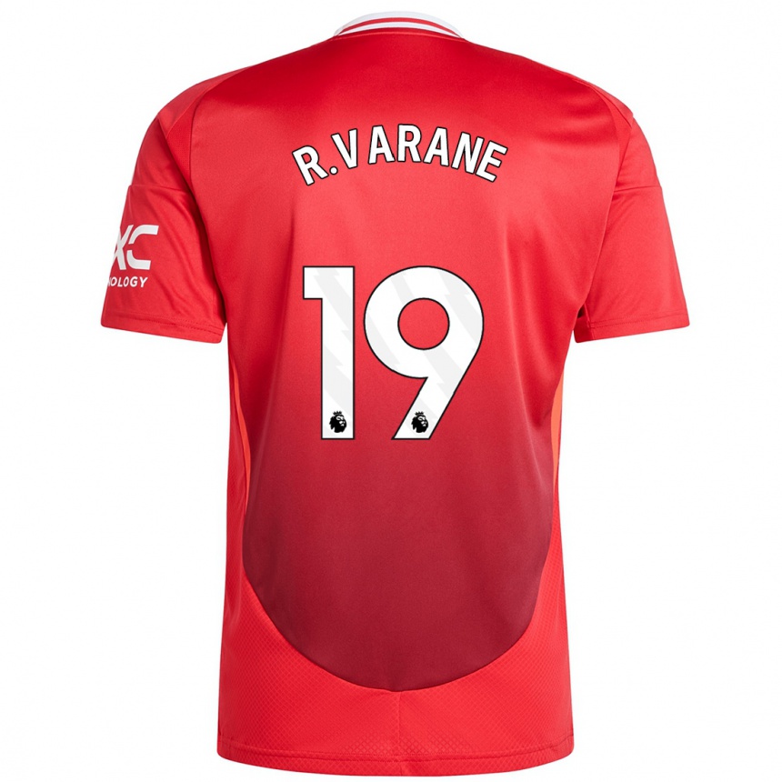 Kids Football Raphael Varane #19 Bright Red Home Jersey 2024/25 T-Shirt Uk