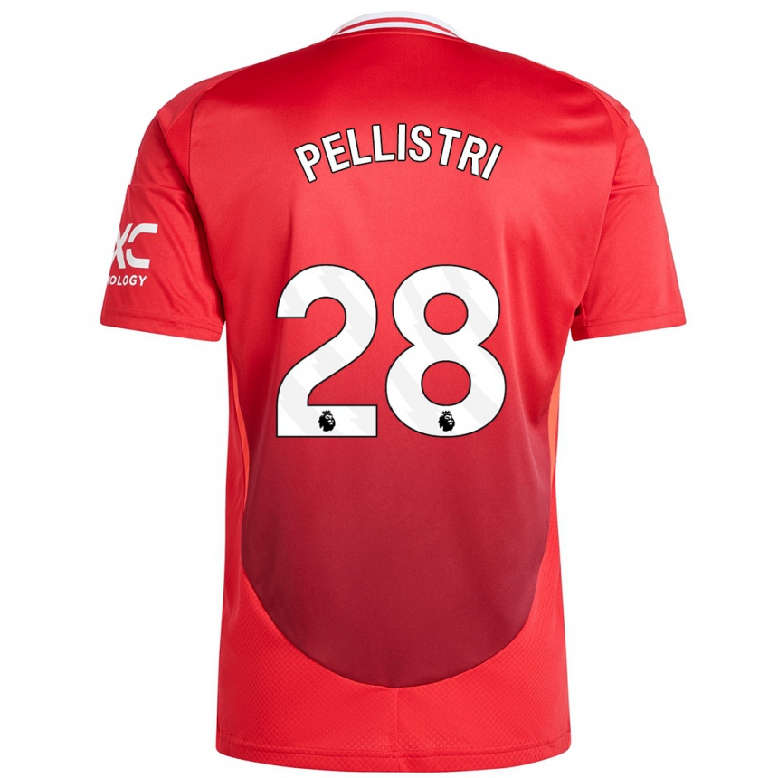 Kids Football Facundo Pellistri #28 Bright Red Home Jersey 2024/25 T-Shirt Uk