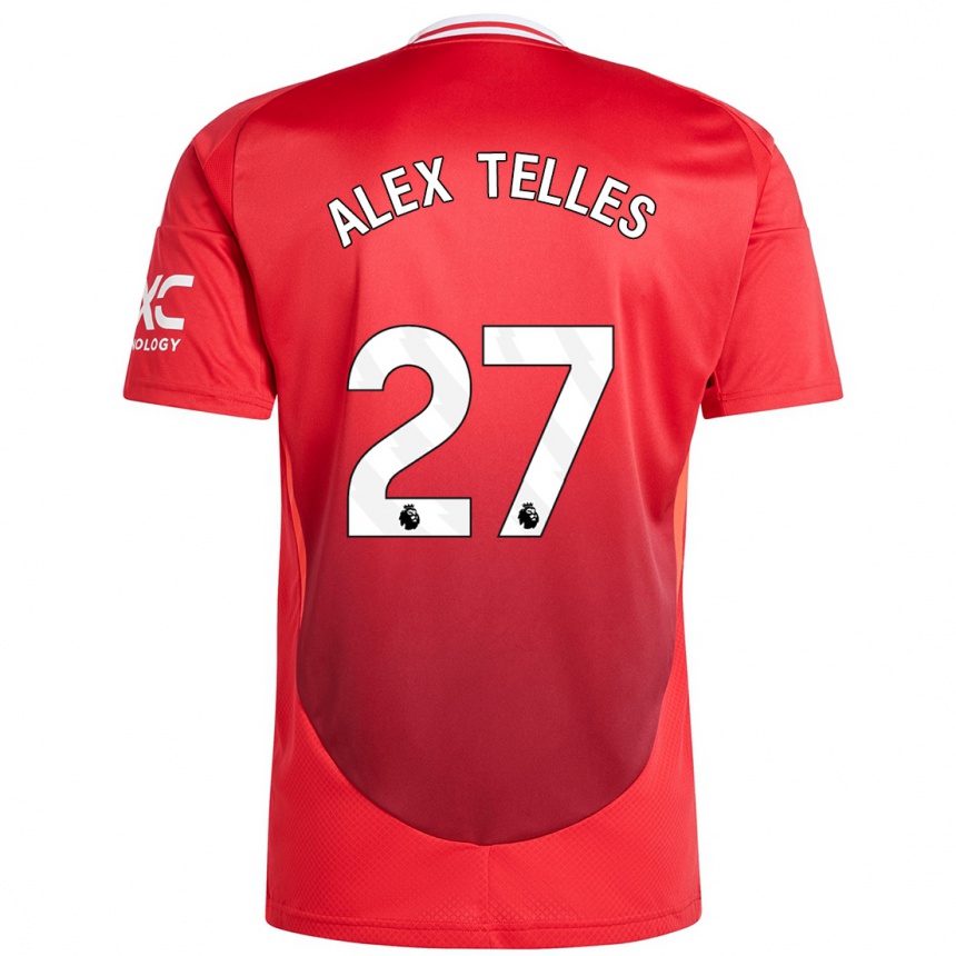 Kids Football Alex Nicolao Telles #27 Bright Red Home Jersey 2024/25 T-Shirt Uk