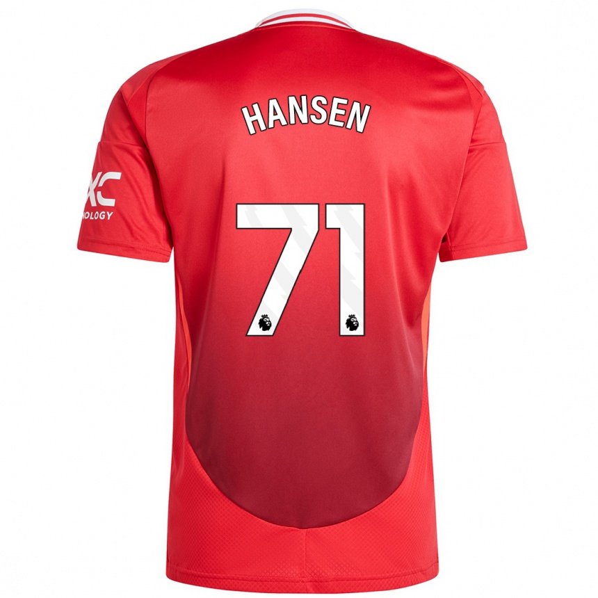 Kids Football Isak Hansen-Aaroen #71 Bright Red Home Jersey 2024/25 T-Shirt Uk