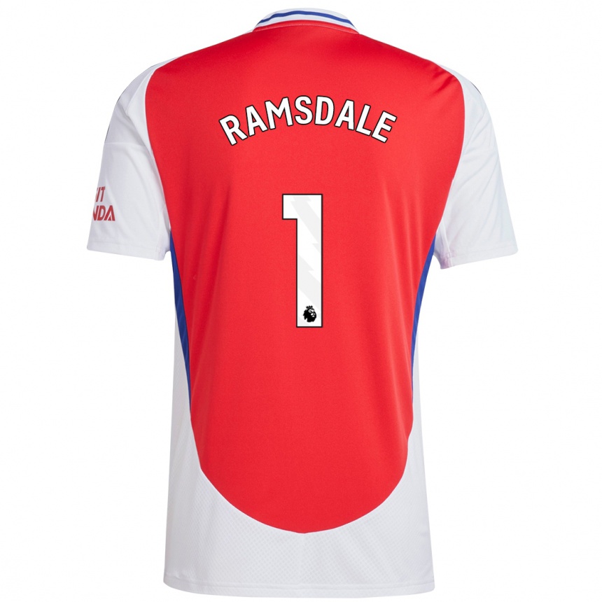 Kids Football Aaron Ramsdale #1 Red White Home Jersey 2024/25 T-Shirt Uk