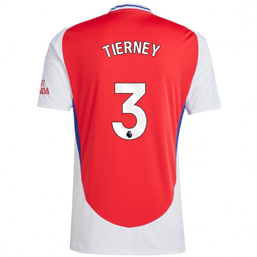 Kids Football Kieran Tierney #3 Red White Home Jersey 2024/25 T-Shirt Uk