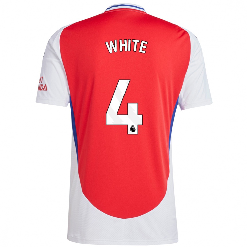 Kids Football Ben White #4 Red White Home Jersey 2024/25 T-Shirt Uk