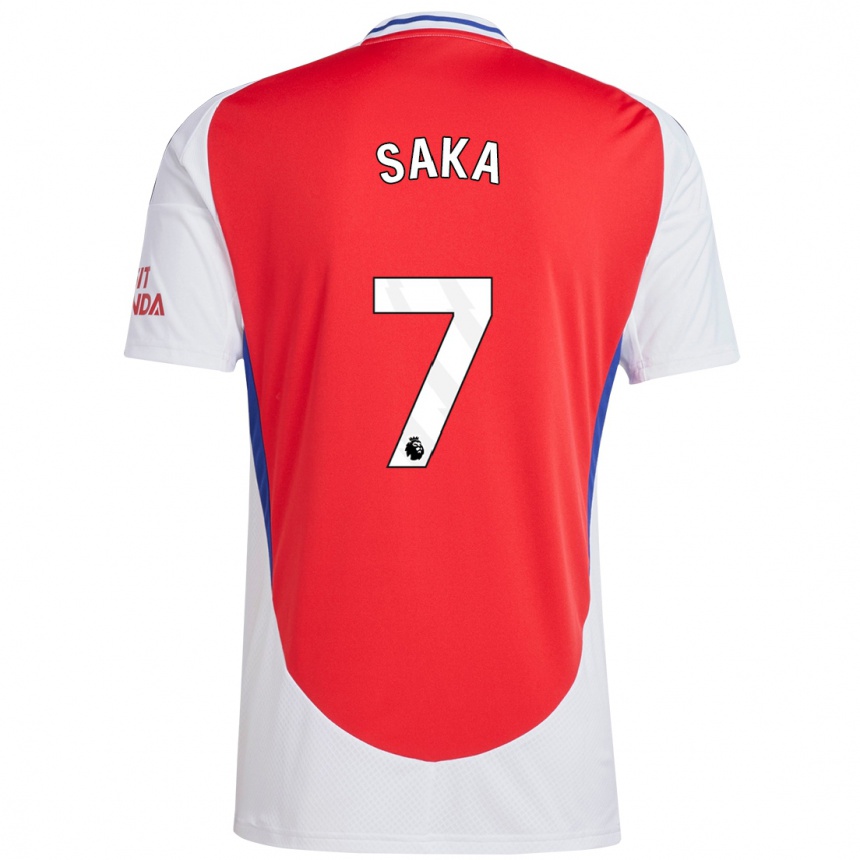 Kids Football Bukayo Saka #7 Red White Home Jersey 2024/25 T-Shirt Uk