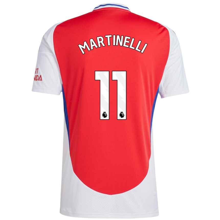 Kids Football Gabriel Martinelli #11 Red White Home Jersey 2024/25 T-Shirt Uk