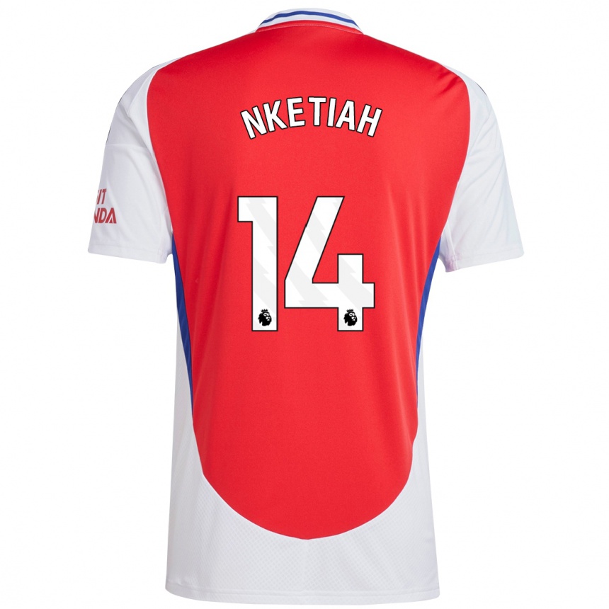 Kids Football Eddie Nketiah #14 Red White Home Jersey 2024/25 T-Shirt Uk