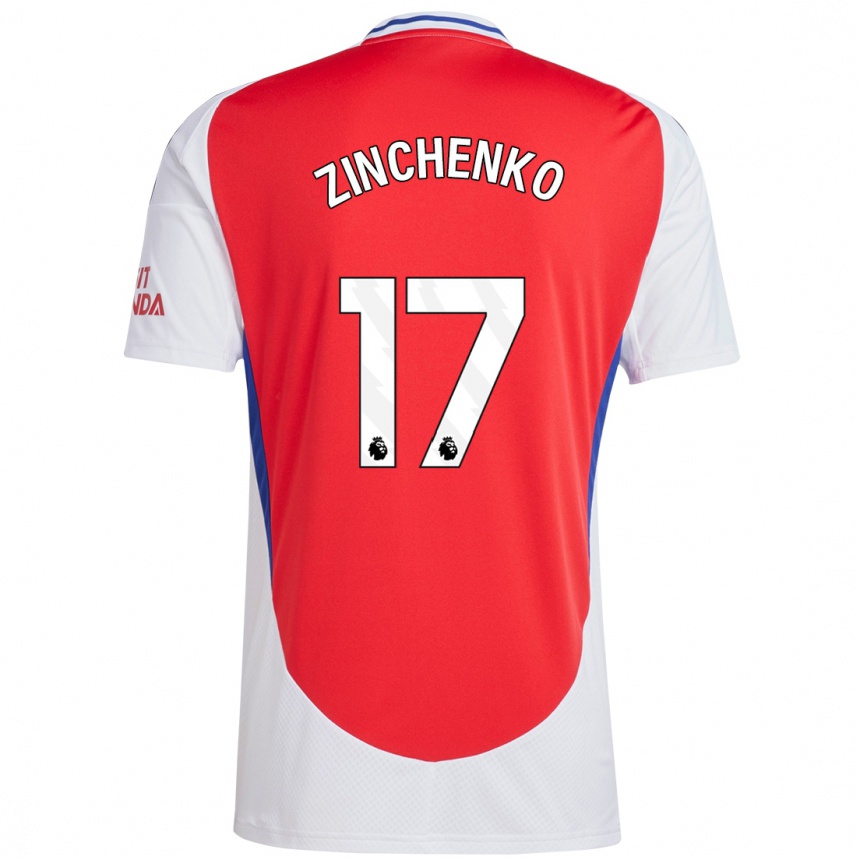 Kids Football Oleksandr Zinchenko #17 Red White Home Jersey 2024/25 T-Shirt Uk