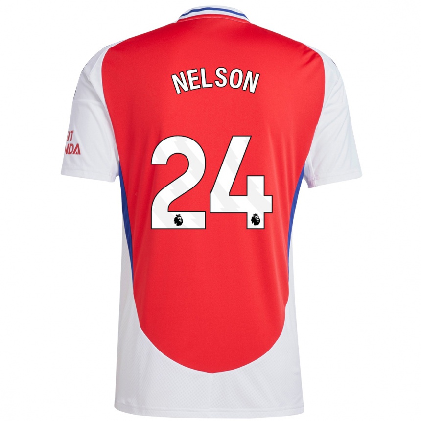 Kids Football Reiss Nelson #24 Red White Home Jersey 2024/25 T-Shirt Uk