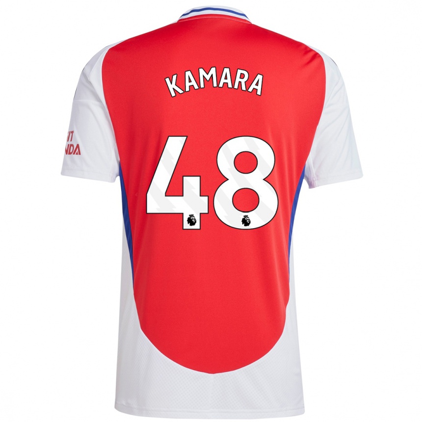 Kids Football Osman Kamara #48 Red White Home Jersey 2024/25 T-Shirt Uk