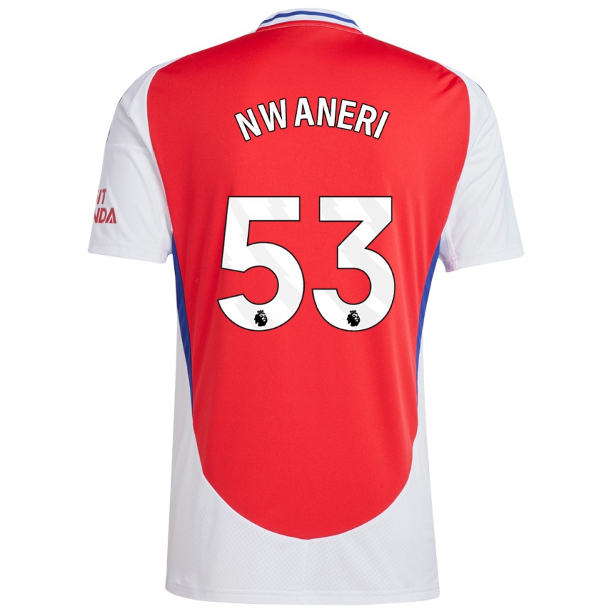 Kids Football Ethan Nwaneri #53 Red White Home Jersey 2024/25 T-Shirt Uk