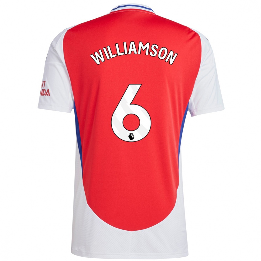 Kids Football Leah Williamson #6 Red White Home Jersey 2024/25 T-Shirt Uk